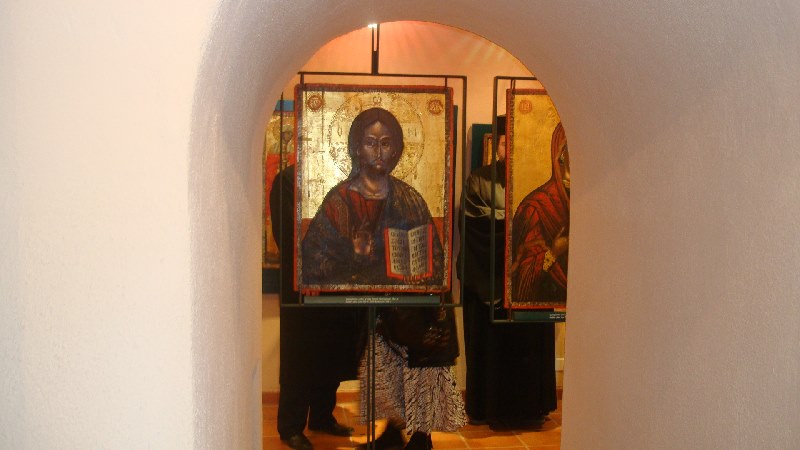 Λεπτομέρεια από το μουσείο της Μονής. Διπρόσωπη εικόνα του Χριστού